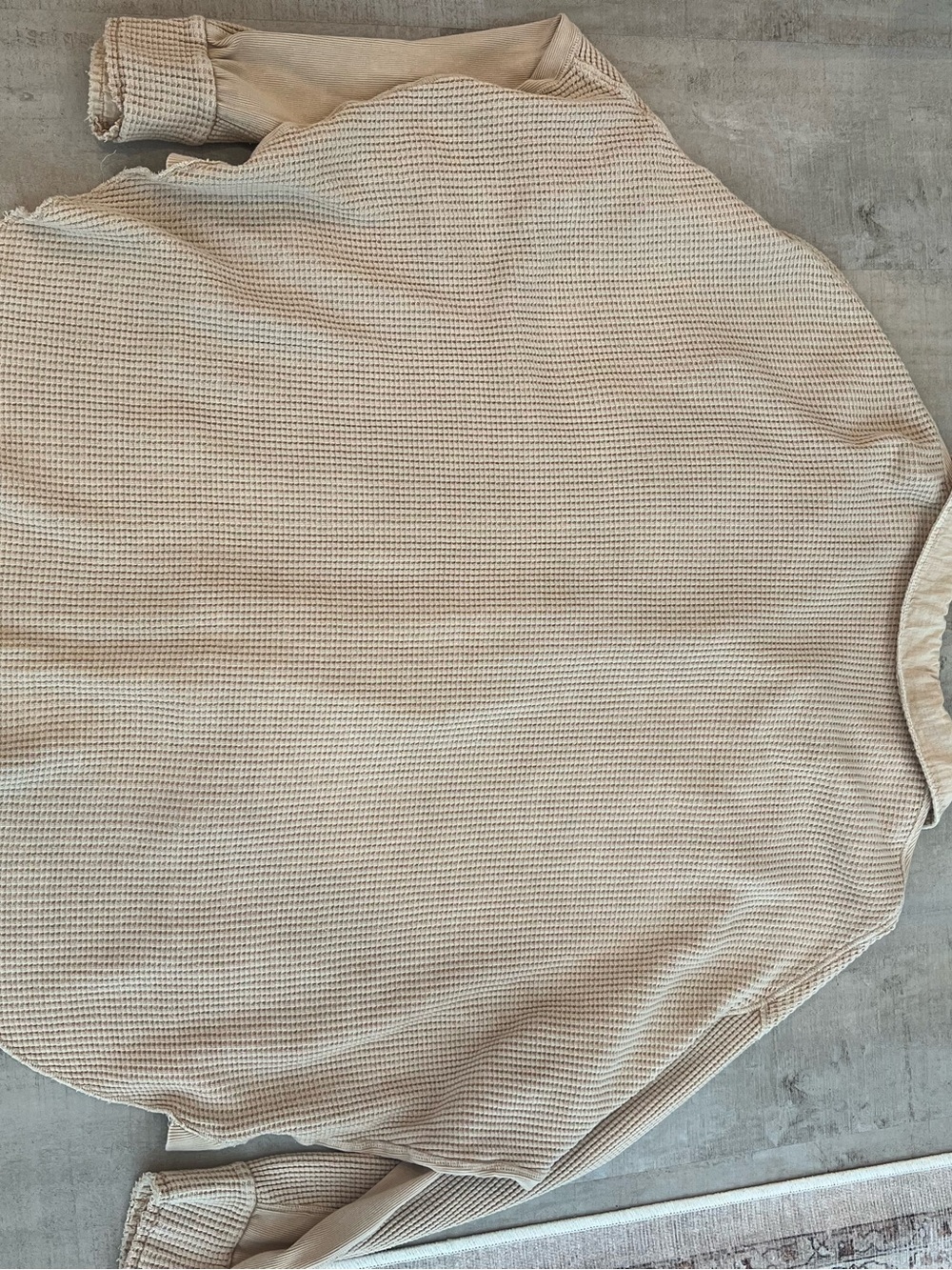 Women's Washed Cream Button-Up Waffle Shirt - Picture 3 of 3